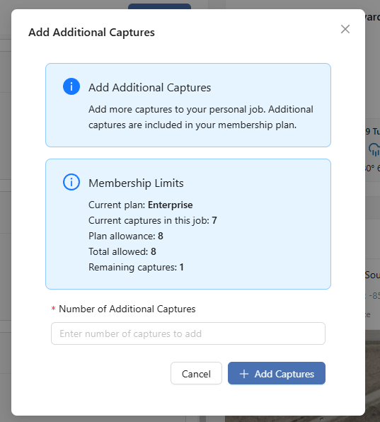 Add Additional Captures window