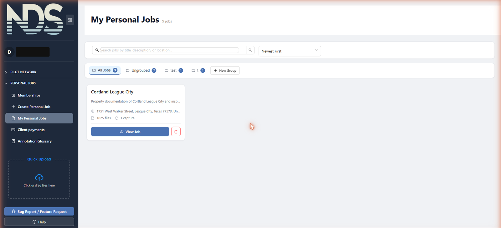My Personal Jobs dashboard
