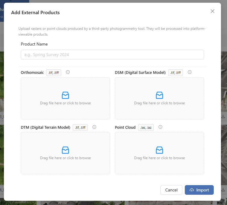 the Add External Products window