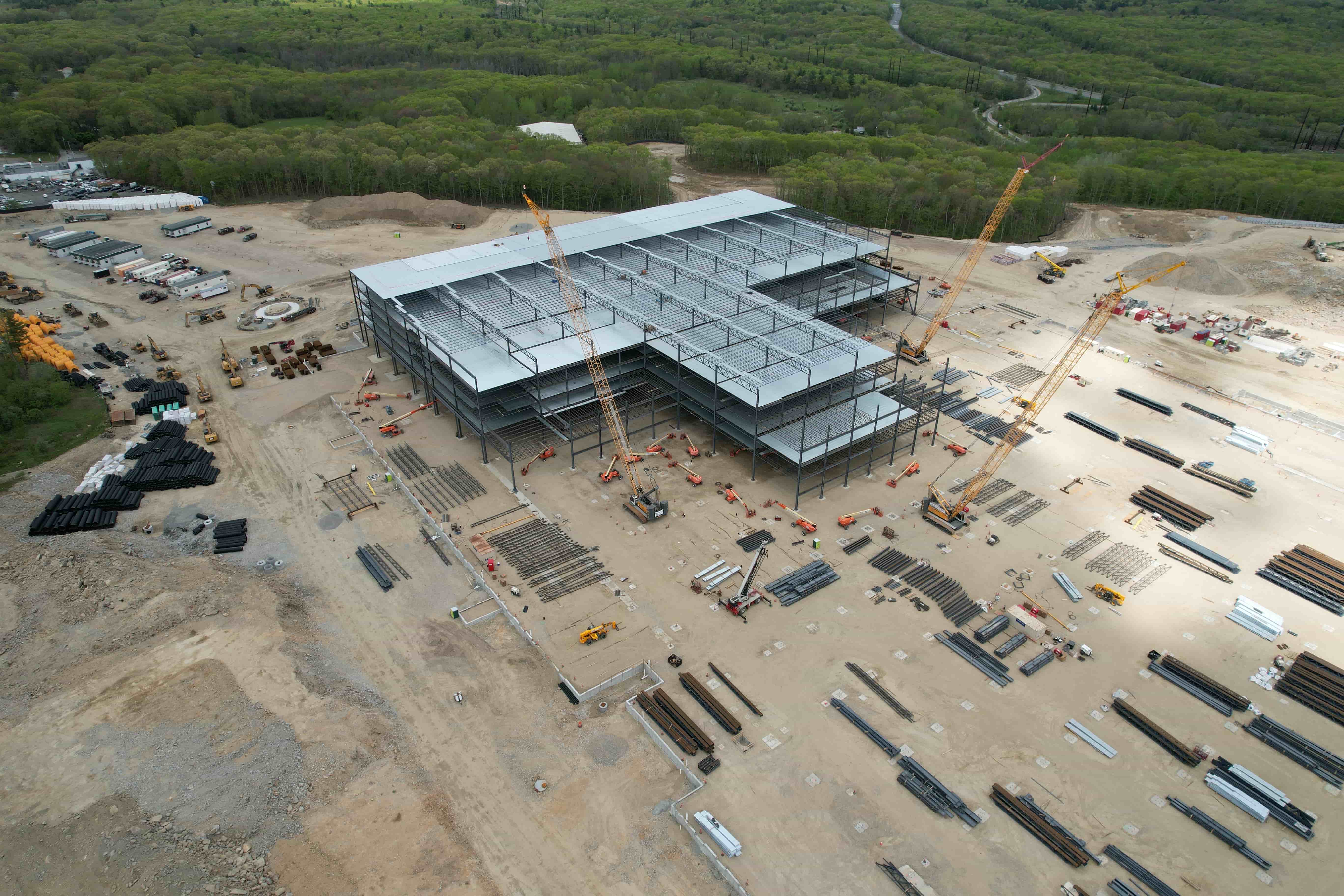 Aerial view of construction site with orthomosaic mapping
