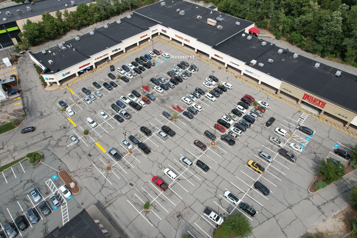 Aerial view of commercial property complex